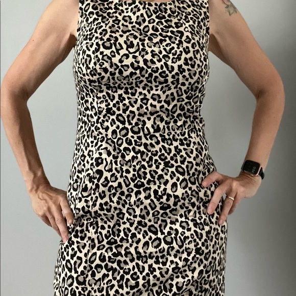 Pale leopard print sheath dress | full length back zipper | sleeveless - Picture 8 of 12